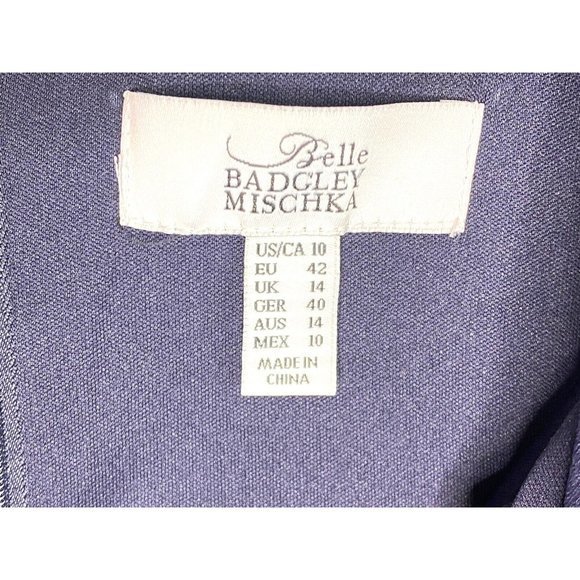 Belle Badgley Mischka‎ Size 10 Navy Blue Dress Lace Up Ruffle Hem - Picture 5 of 10